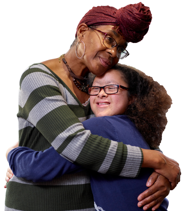 woman hugging the girl